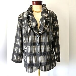 CARBONE Crinkle Ruffle Collar Lightweight Jacket. Size 48/ 16US